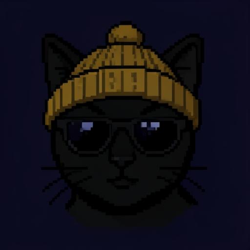 Hood Cat with a beanie and shades